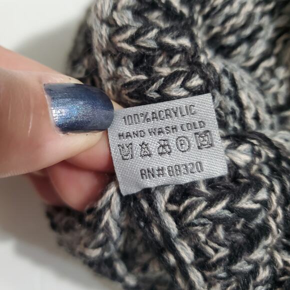 C.C. Beanie Black Grey Marl Slouchy Beanie Tan Black Pompom Winter Snow Cold Hat - Picture 5 of 6